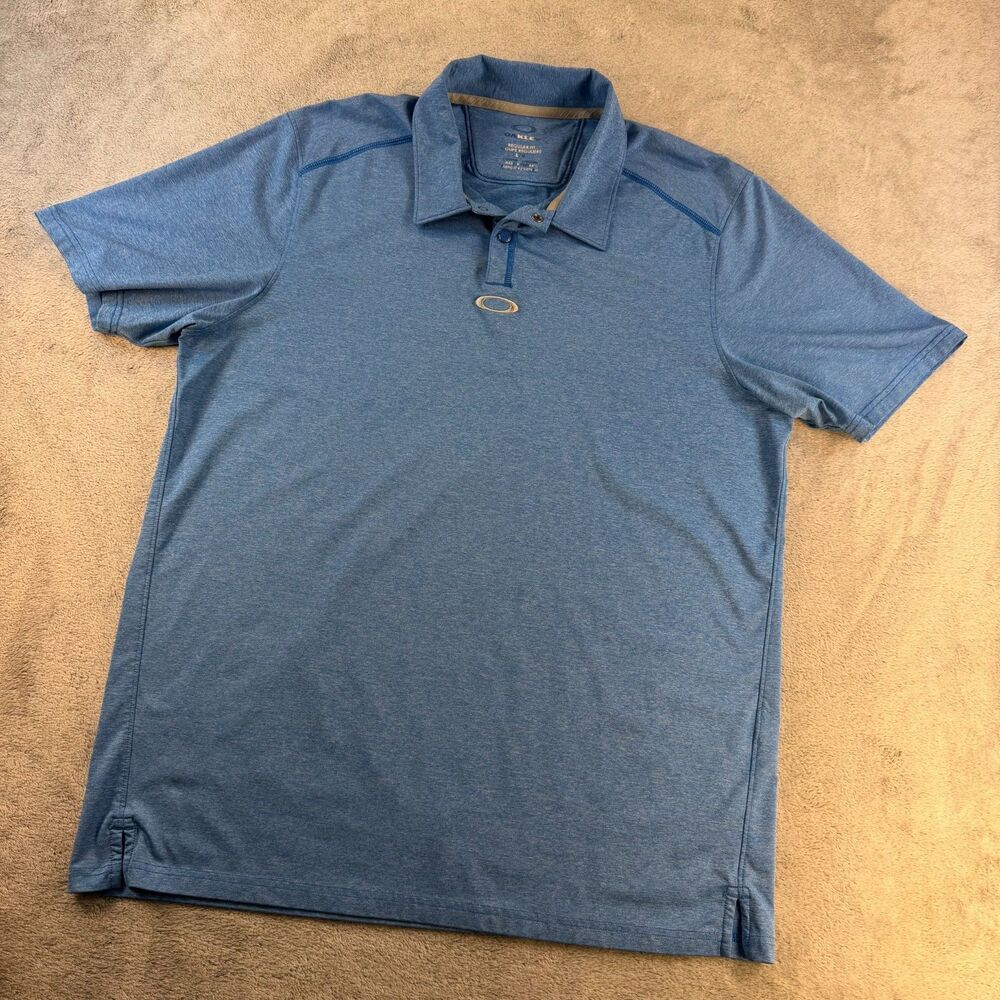 Oakley Golf Polo Shirt Mens Large Blue Heather Performance Regular Fit